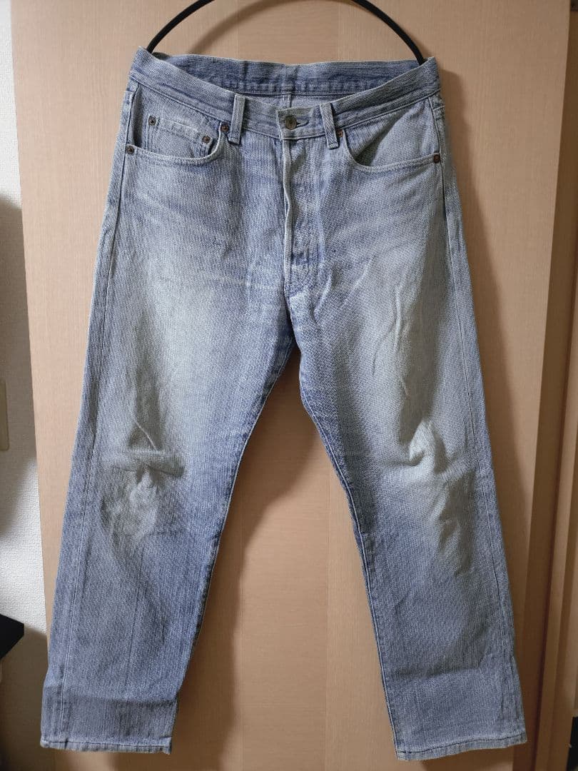Levis 激レア ストライプ501ブルー ストレートデニム　33×32
