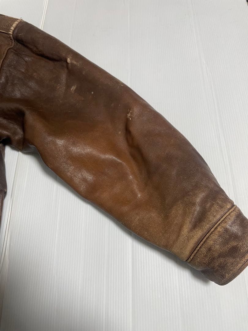 AVIREX レザー フライトジャケット A-2 G-1 総柄地図 ブラウン