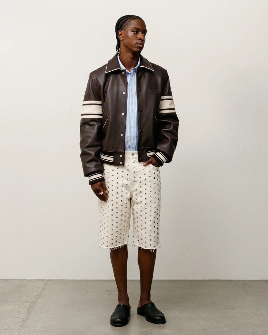 美品 Stussy WALES BONNER LEATHER VARSITY M