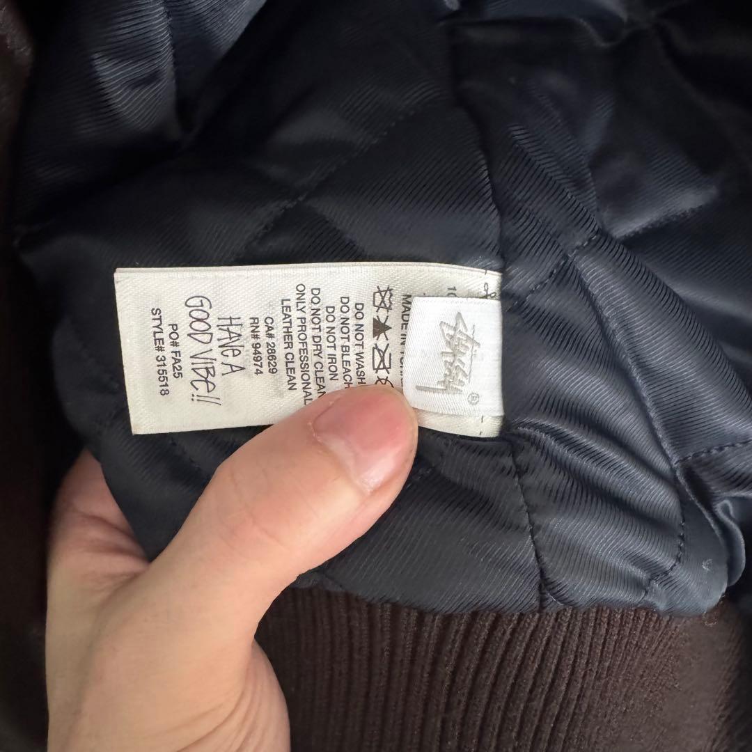 美品 Stussy WALES BONNER LEATHER VARSITY M