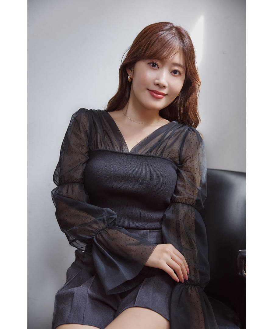 ニット セーター Tulle Sleeve Knit Top レディース