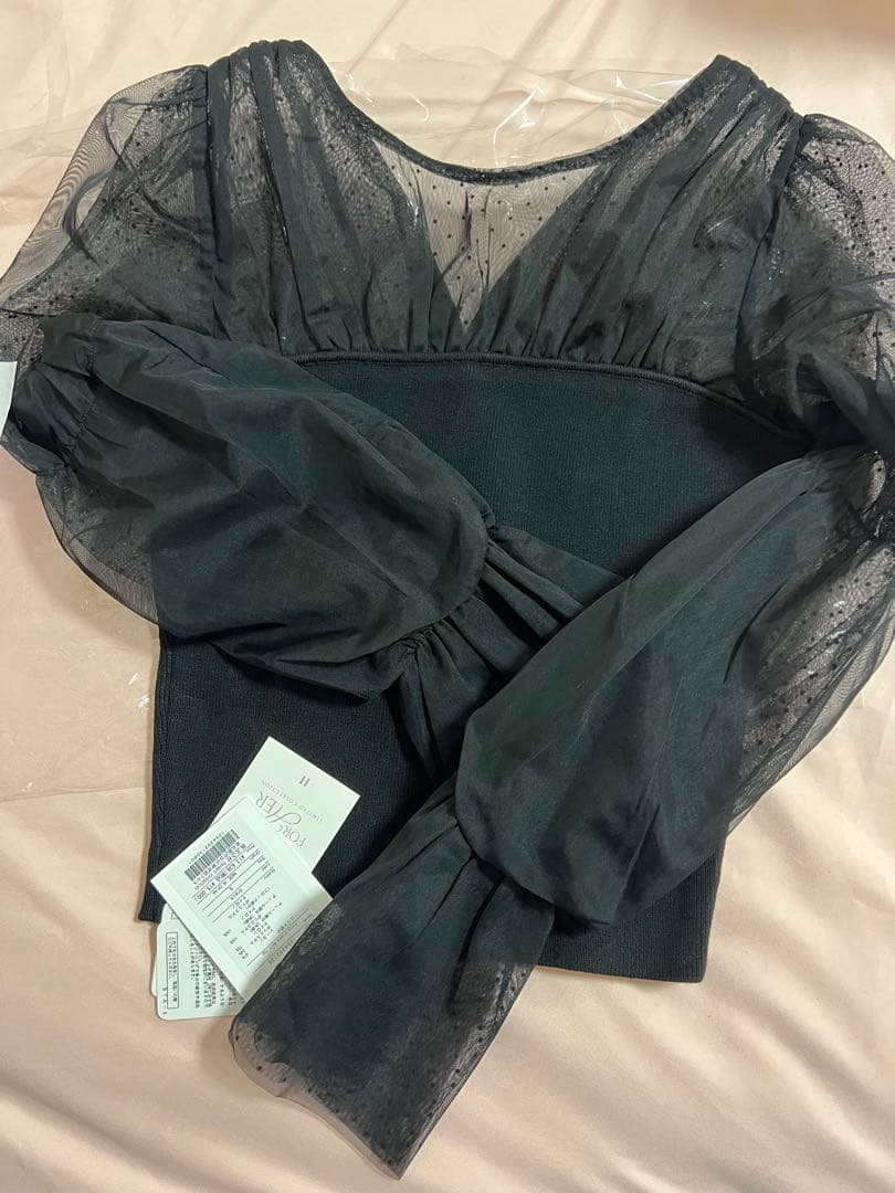 ニット セーター Tulle Sleeve Knit Top レディース