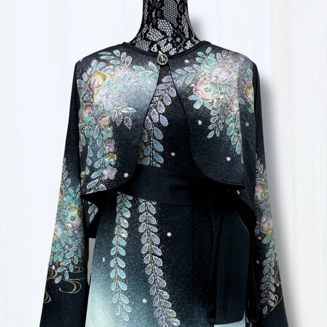 ふぅ☆　着物リメイクワンピース　訪問着　ドレス　辻が花　ボレロ付き　リピ割