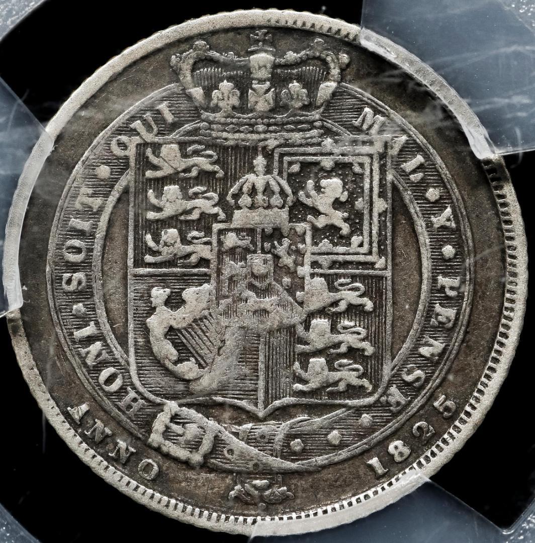PCGS-VFグレード　ダメージ　イギリス　ジョージ4世　1825　６ペンス