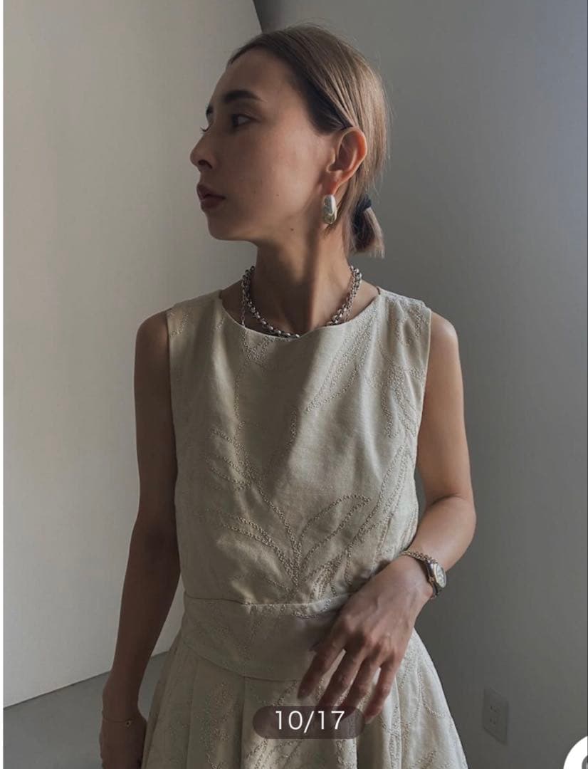 【極美品】アメリ AMERI DENIM LIKE FLOWER DRESS M