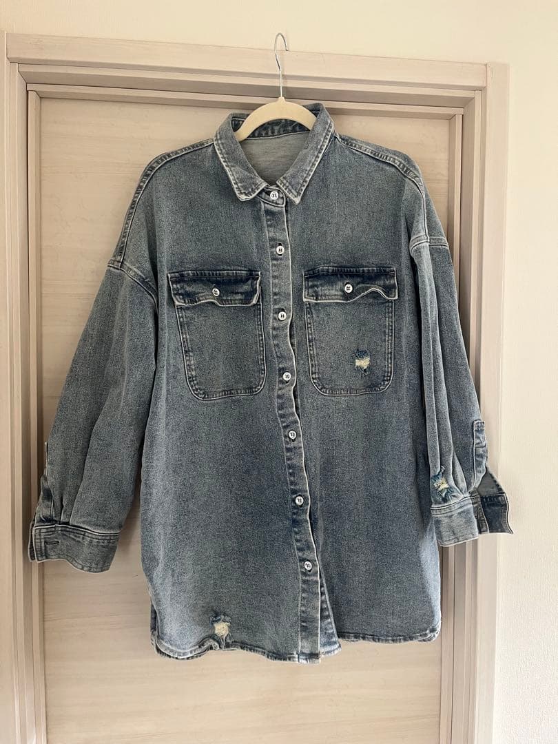 マンボウ　loungedress ダメージデニムシャツ