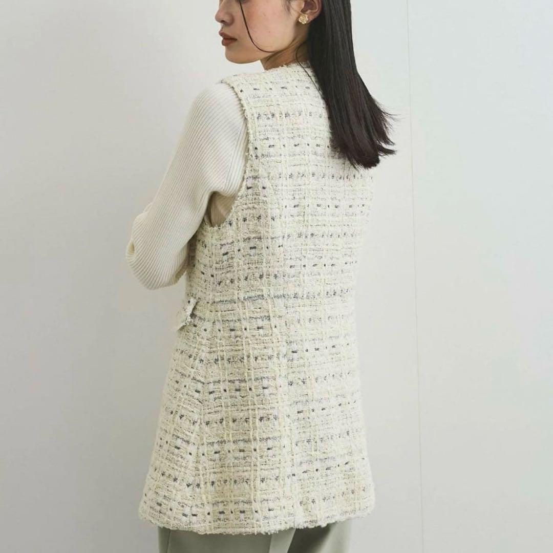 VIS【WEB限定】ノーカラーツイードジレ　美品