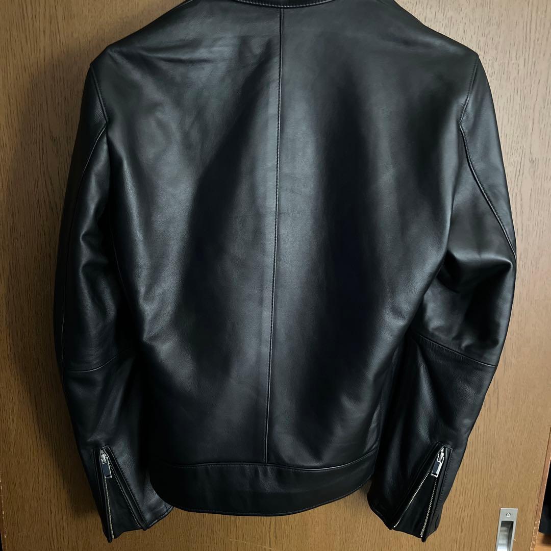STUDIOUS 黒 レザー シングルライダースジャケット　ラムレザー