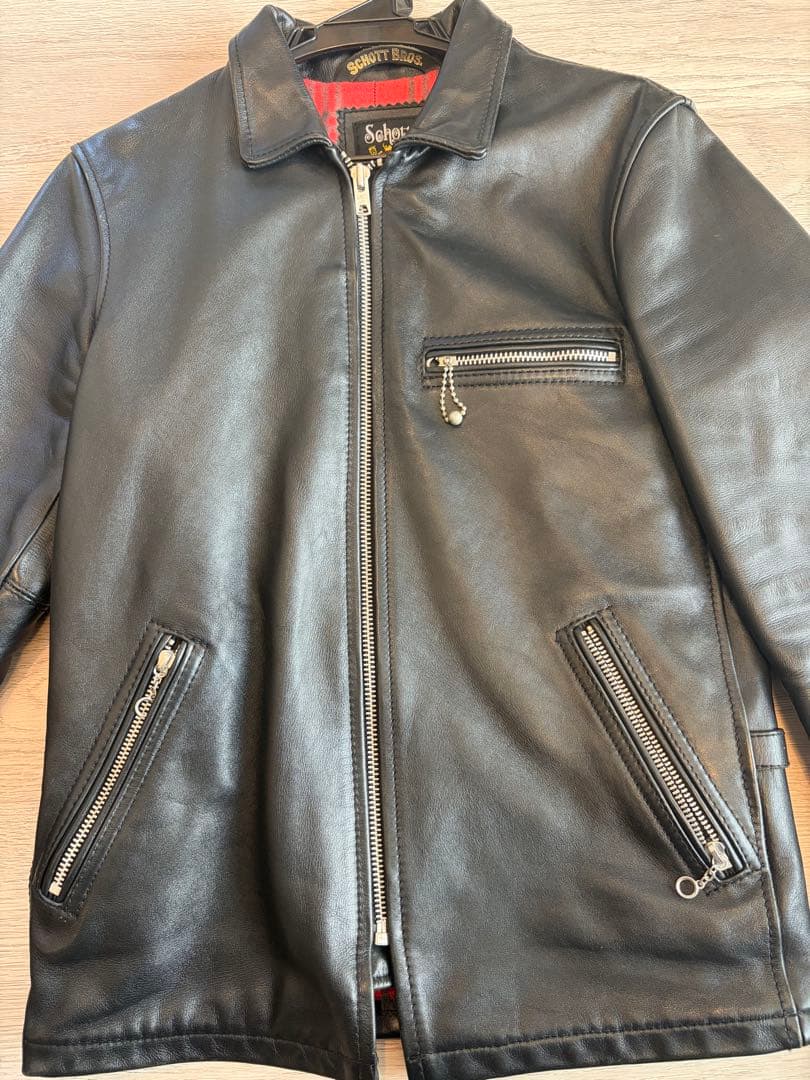 SCHOTT ブラックレザーシングルライダースジャケット