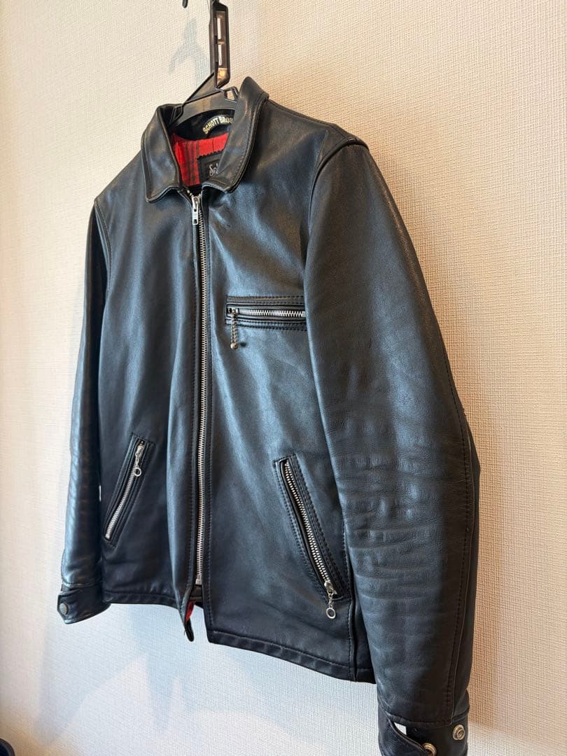 SCHOTT ブラックレザーシングルライダースジャケット