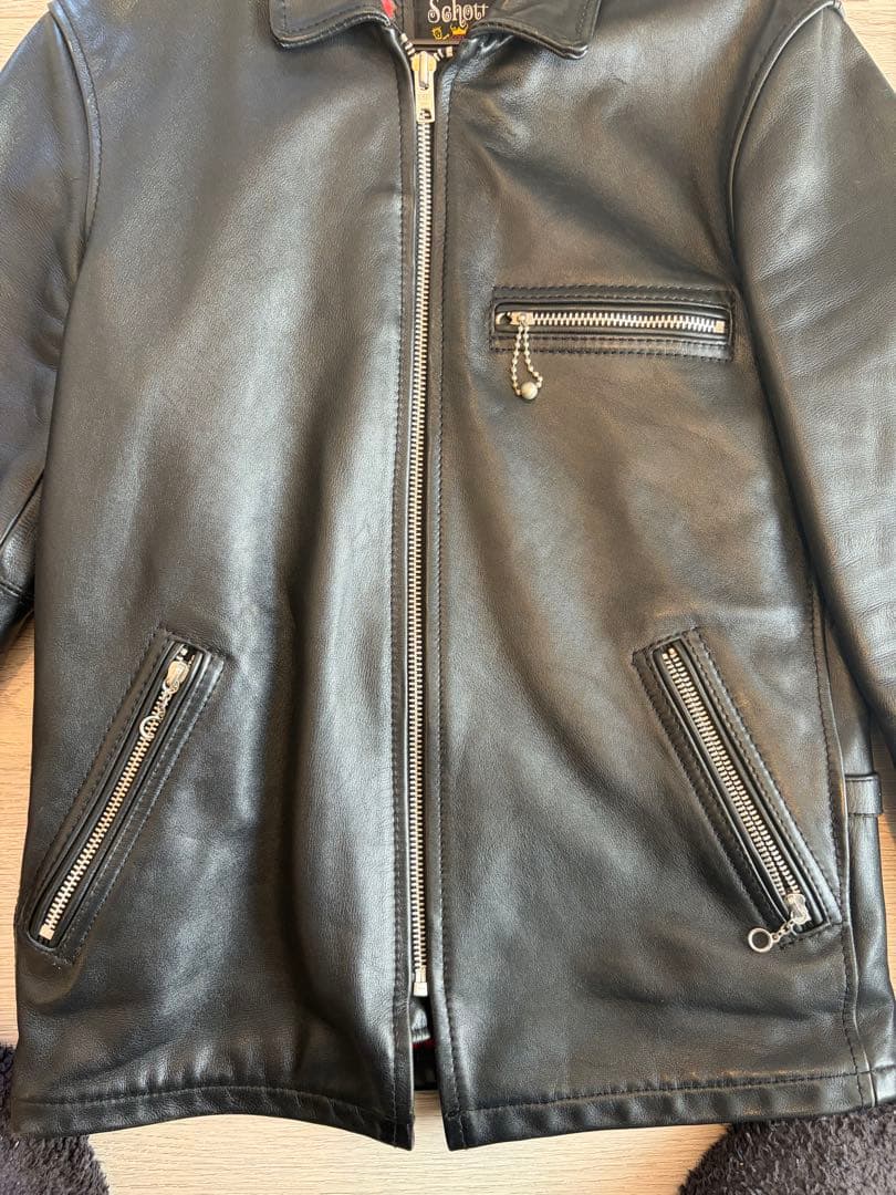 SCHOTT ブラックレザーシングルライダースジャケット