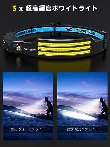 Smiling Shark 充電式 LED ヘッドライト, 【最新款・PSE认A