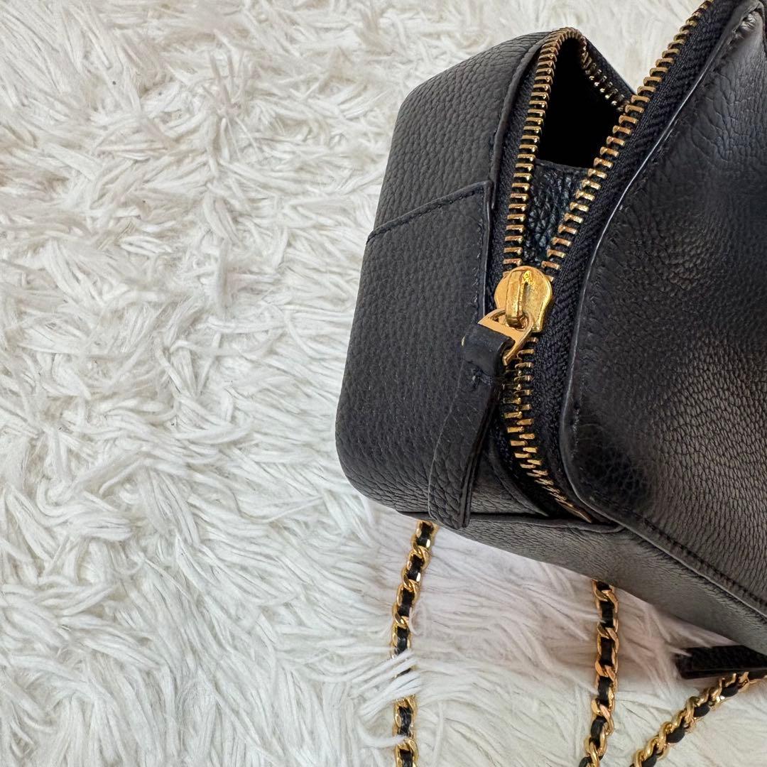 TORY BURCH トリーバーチ ロゴ レザー ミニショルダー チェーン 黒