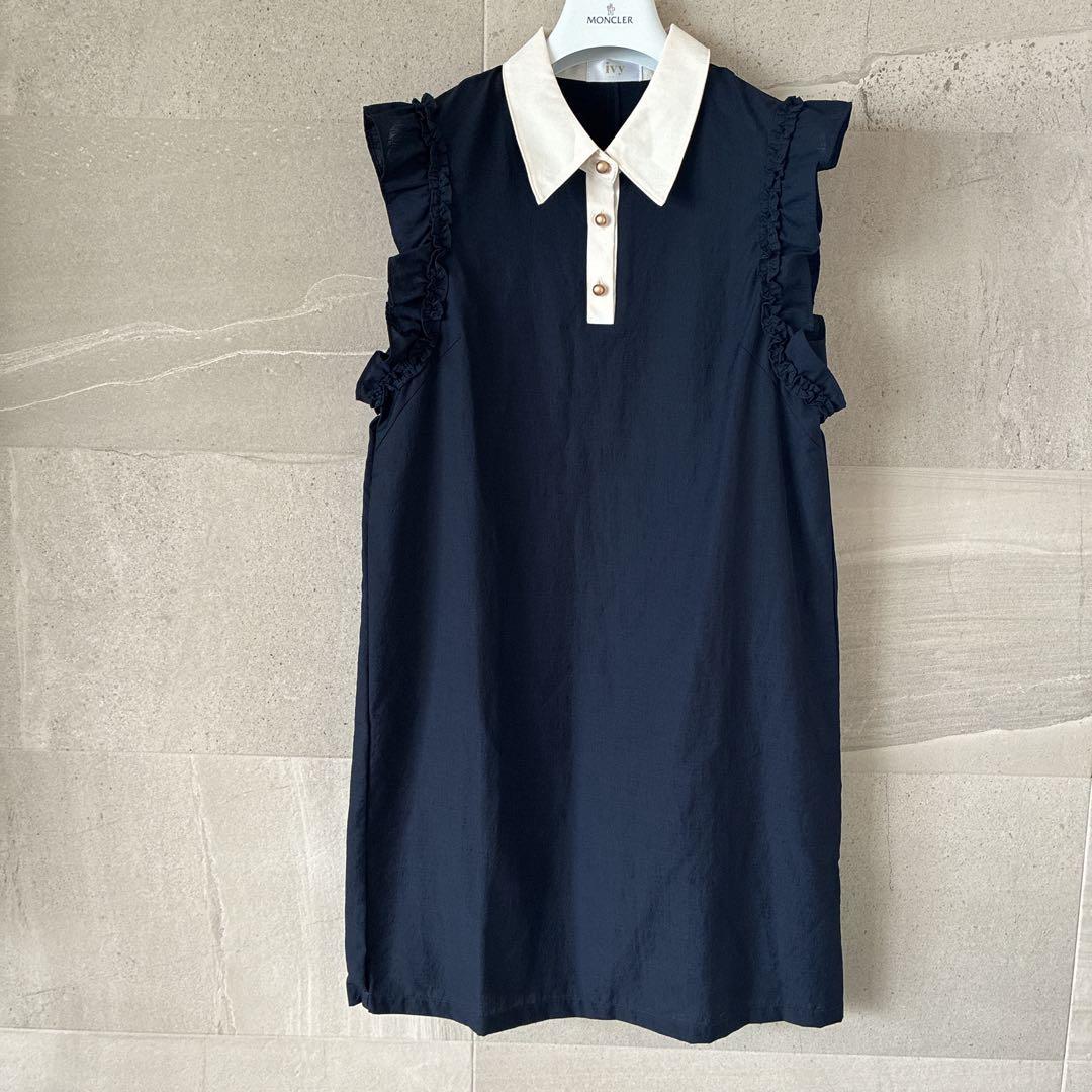 【極美品】 ivygolf バイカラーフレアワンピース ネイビー S ゴルフ