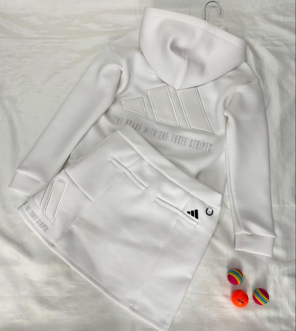 新品adidasダンボールニットフーディースカートセットビックロゴ