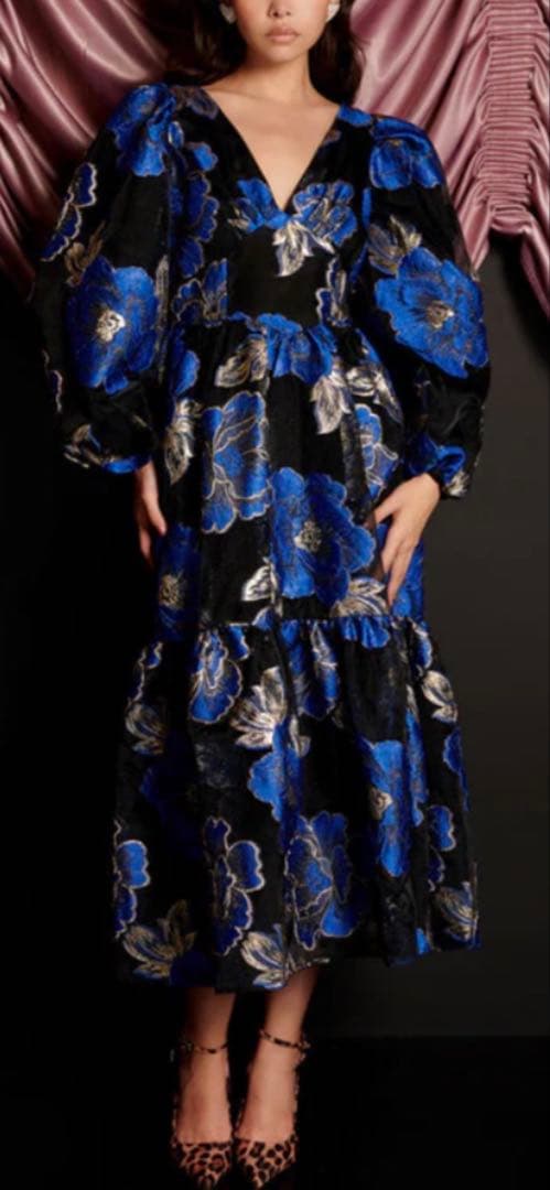 Sister Jane/ Blues Jacquard ミディワンピース