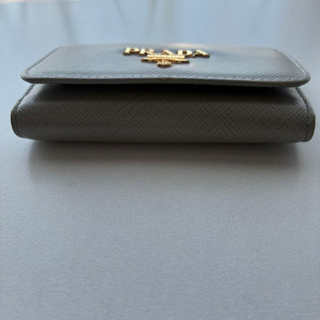 【車間距離】PRADA プラダ キーケース 4連 キーリング グレーブルー