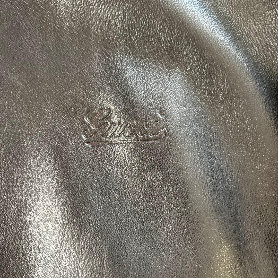 GUCCIメンズレザーブルゾンライダース　ブラック　Sサイズ