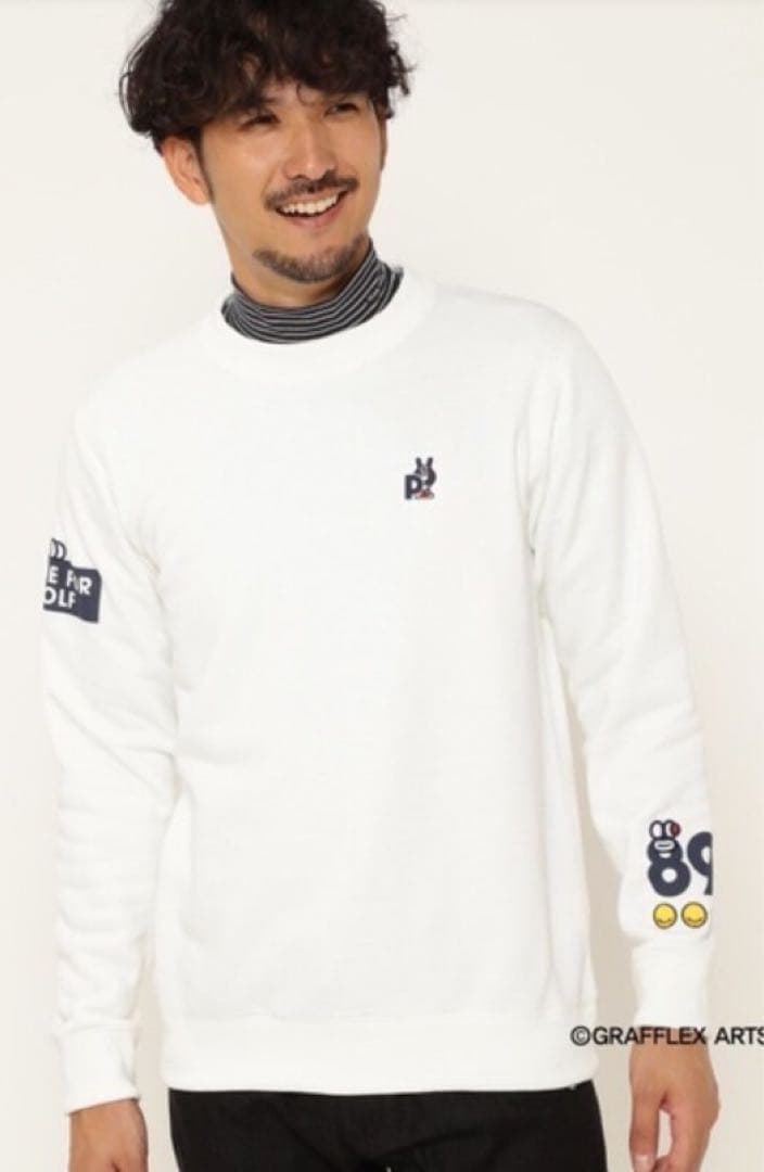 新品 正規品 パーリーゲイツ どうしちゃったスウェット日本製 白 サイズ6 XL