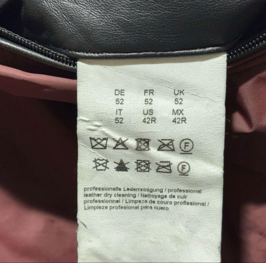 【タグ付き】 HUGO BOSS ヒューゴボス レザー切り替え中綿JK 黒XXL
