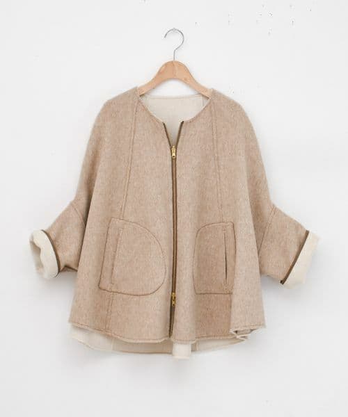 【美品】RISLEY/リズレイ　リバーシブルウールポンチョコート