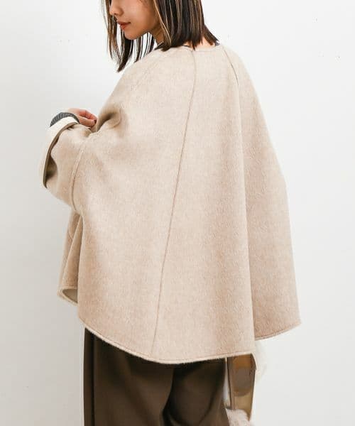 【美品】RISLEY/リズレイ　リバーシブルウールポンチョコート