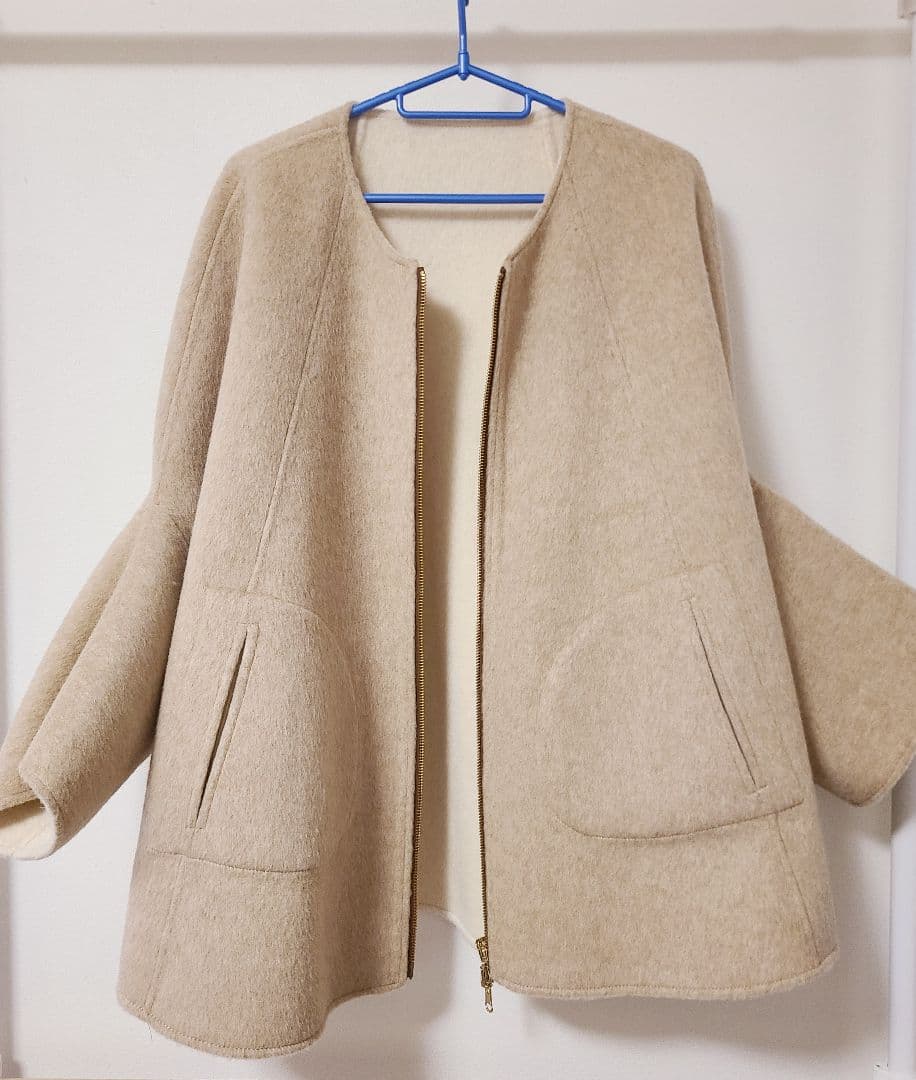 【美品】RISLEY/リズレイ　リバーシブルウールポンチョコート