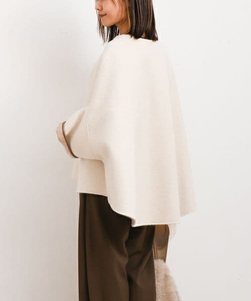 【美品】RISLEY/リズレイ　リバーシブルウールポンチョコート
