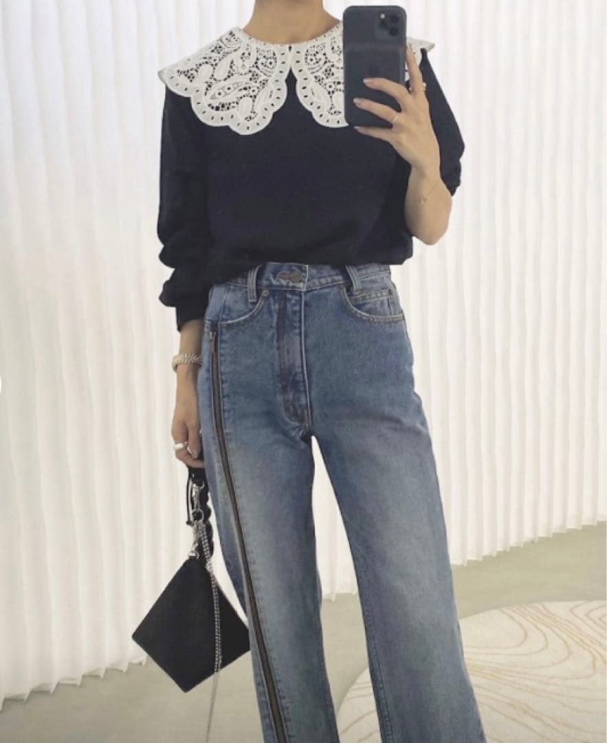 Ameri アメリEMBROIDERY COLLAR BLOUSE