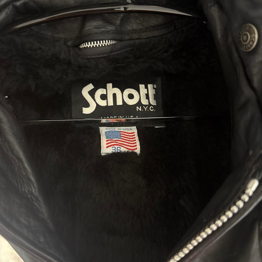 Schott ショット レザーシングルライダースジャケット 36　ライナー付き