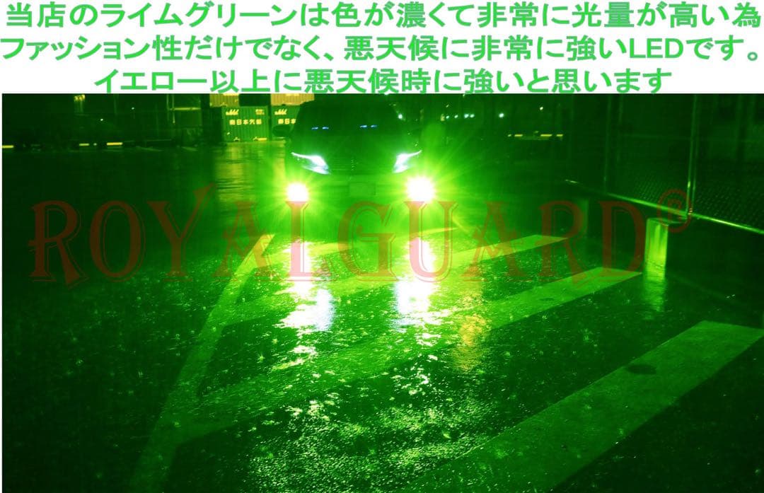 爆光　 ロイヤルガード ライムグリーン LEDフォグ H8 H11 H16