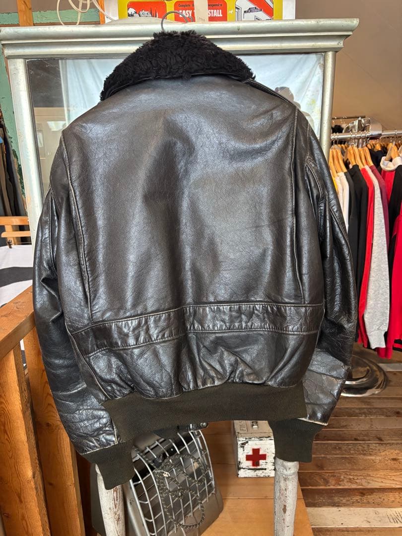 Schott ブラックレザー ボンバージャケット 40