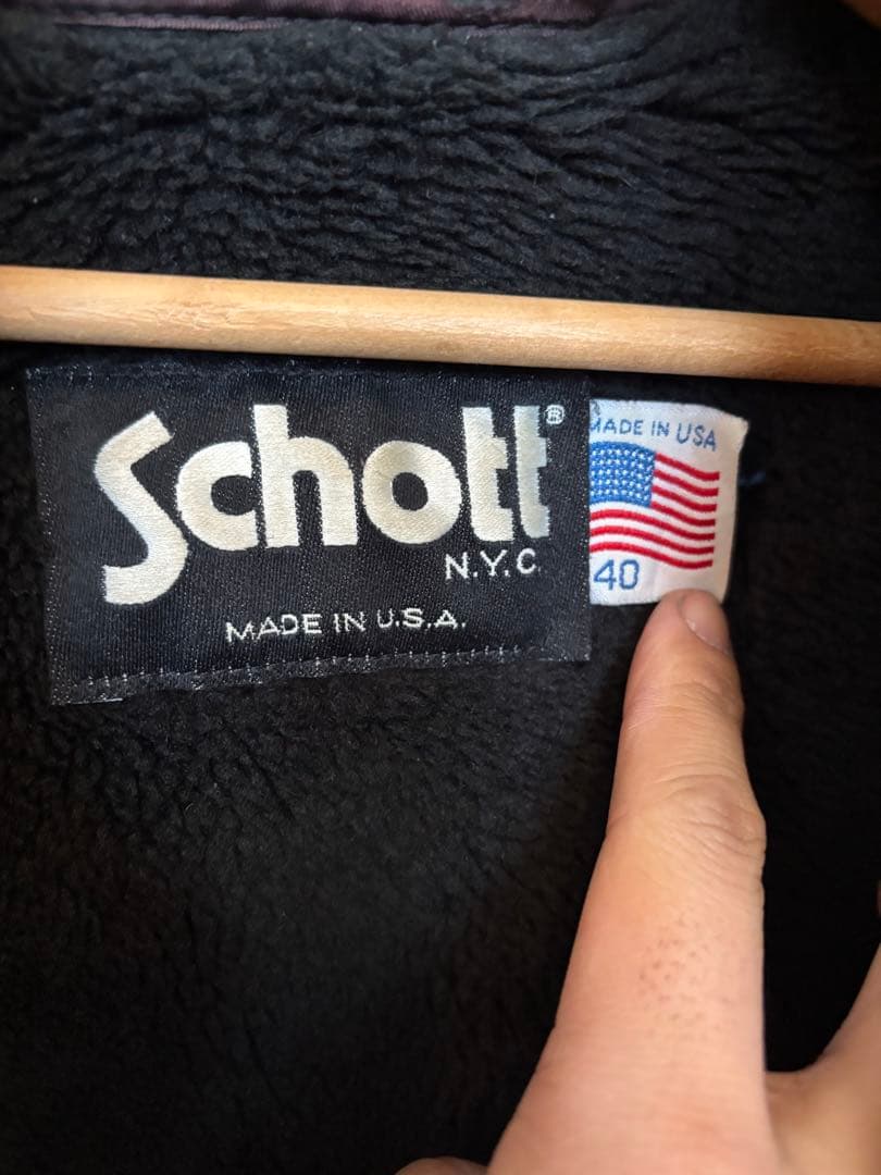 Schott ブラックレザー ボンバージャケット 40