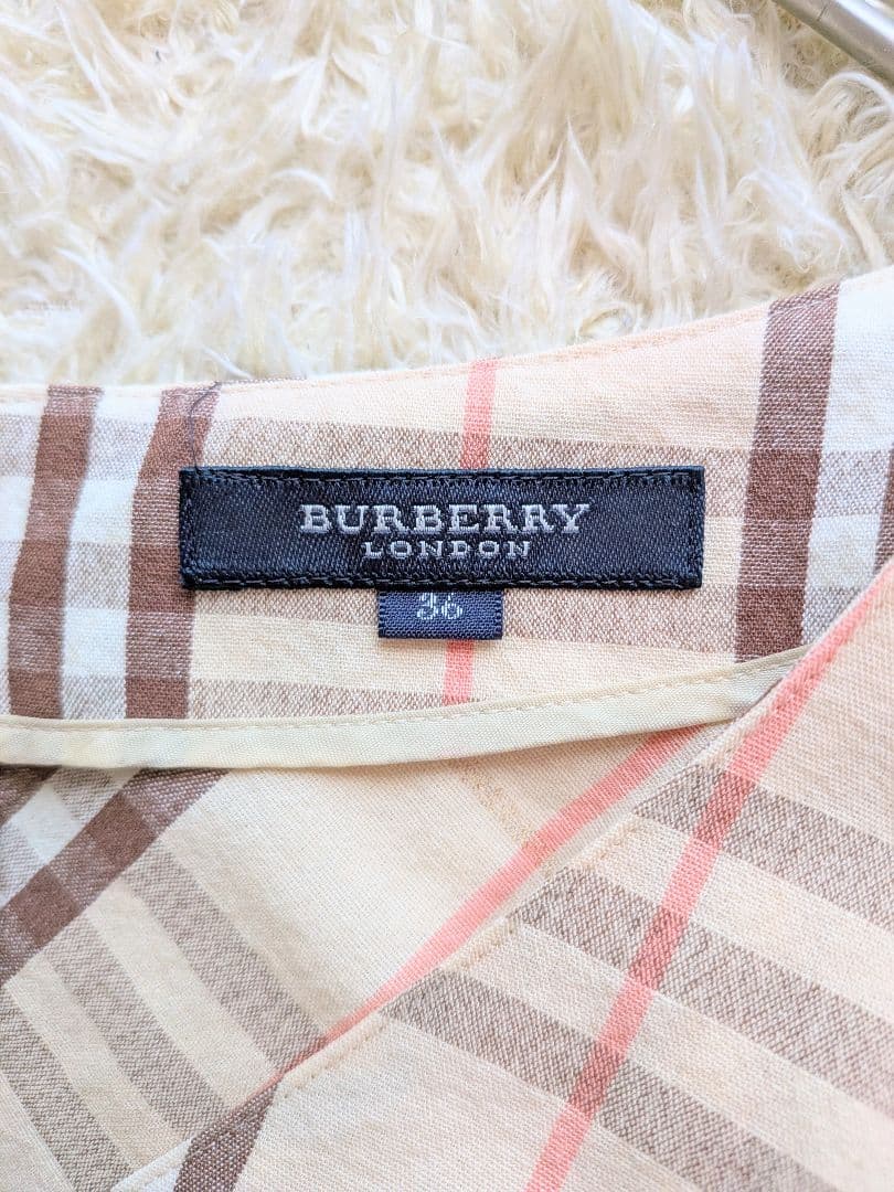 BURBERRY LONDON♪ノバチェックワンピース　リボンベルト　S