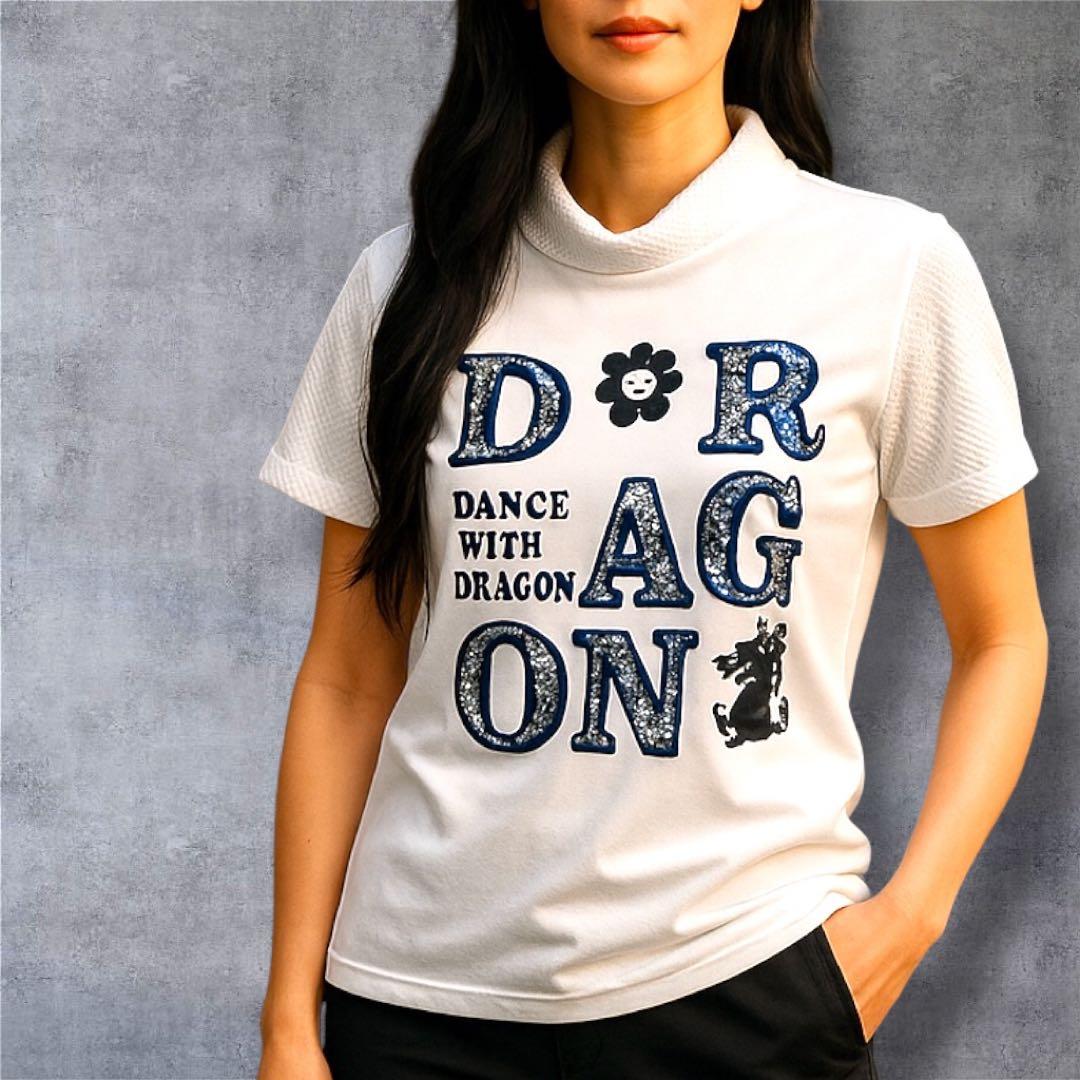 DANCE WITH DRAGON DDFlowerちびドラモックネックTシャツ
