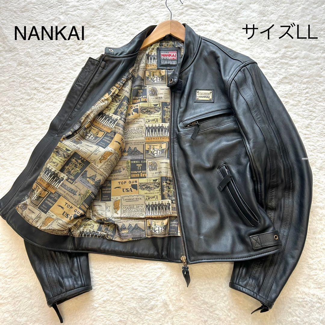 【美品】西洋柄　NANKAI ナンカイ　シングルレザージャケット　希少LLサイズ