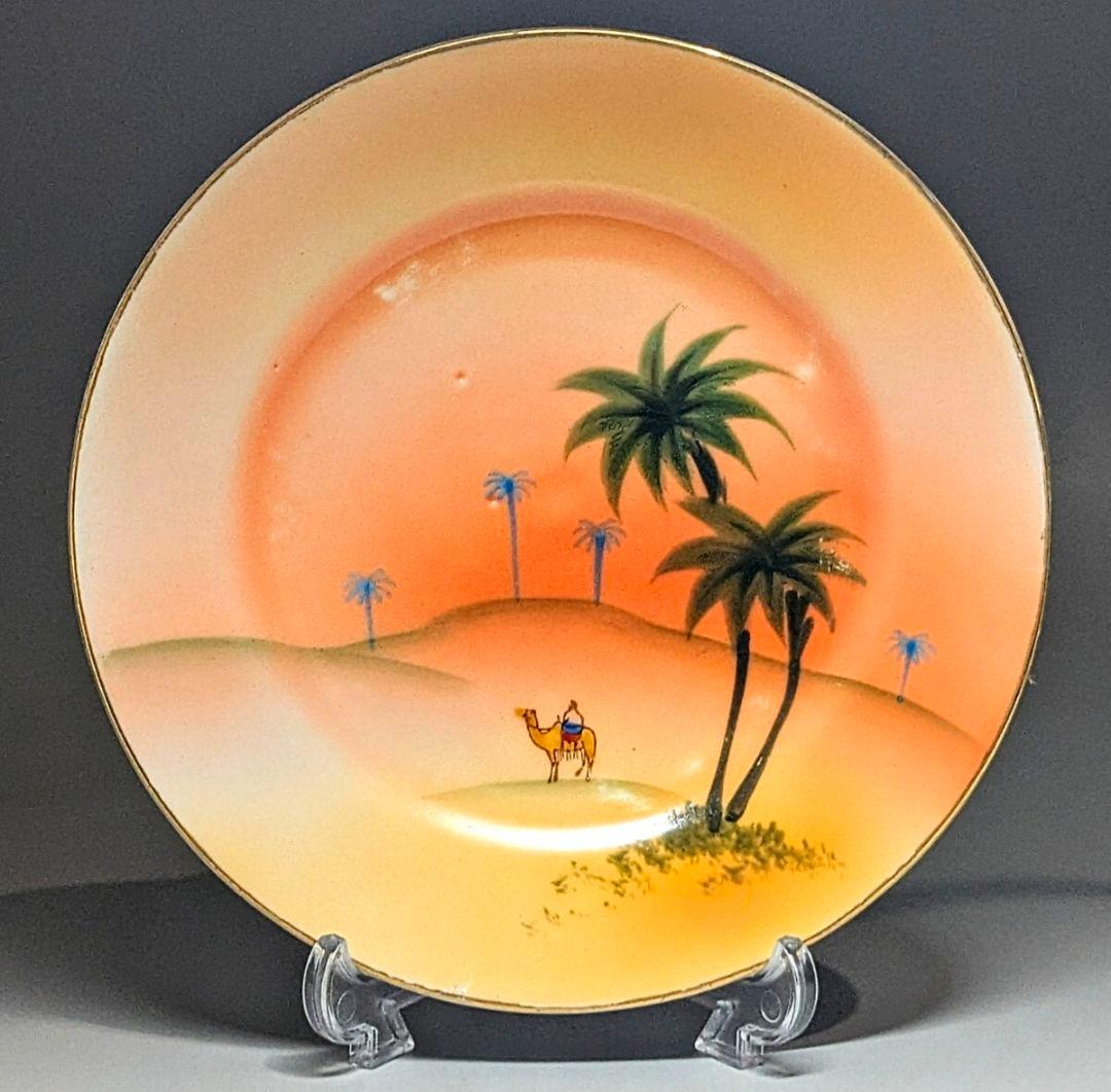 オールドノリタケ美品！金彩砂漠風景画 トリオセット　カップ＆ソーサー　プレー卜