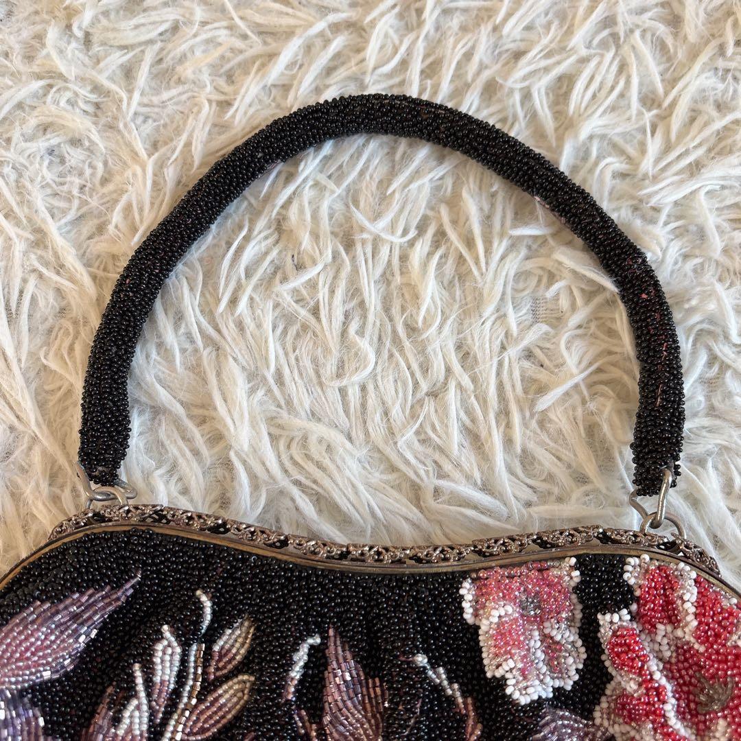 昭和レトロ 東京手刺繍 Hommey ビーズバッグ がま口 和装