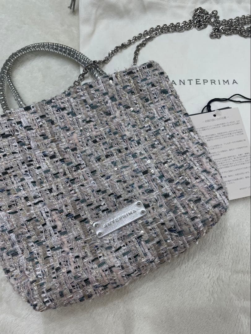 【新品未使用】ANTEPRIMA ワイヤーバッグ ツイード スモール ピンク