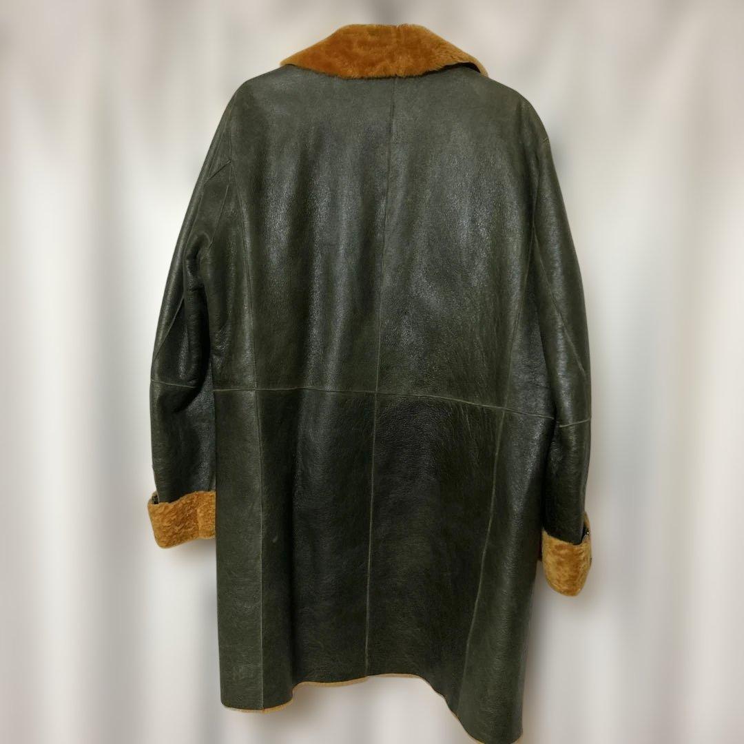 ダークグリーン レザーファージャケット　ヴィンテージ美品