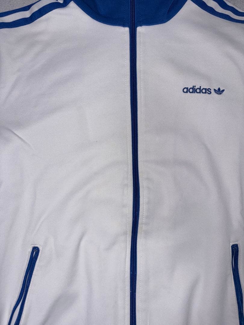 adidas トラックジャケット ホワイト/ブルー