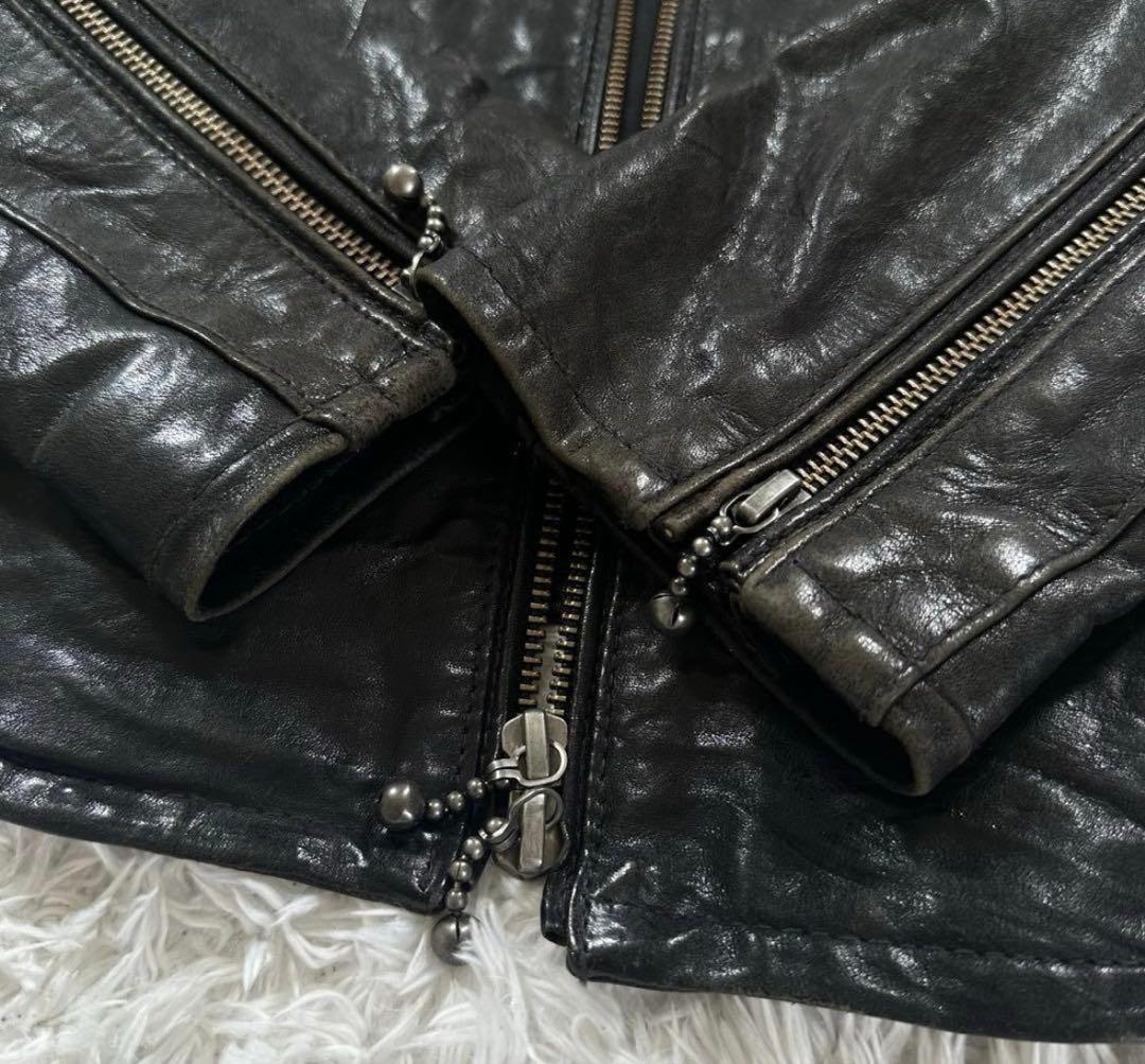 【美品】glamb グラム シングルライダース ラムレザー 羊革 ブラック1