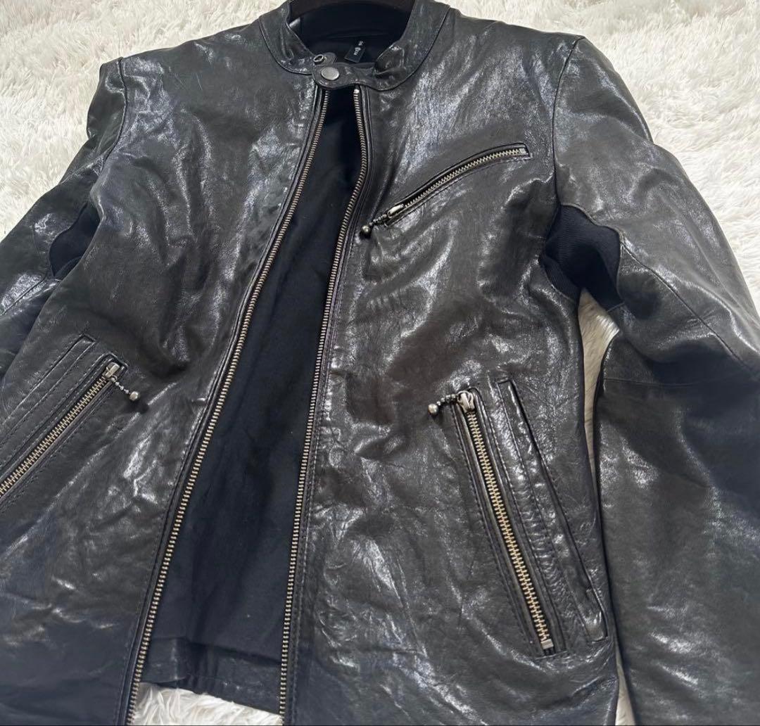 【美品】glamb グラム シングルライダース ラムレザー 羊革 ブラック1