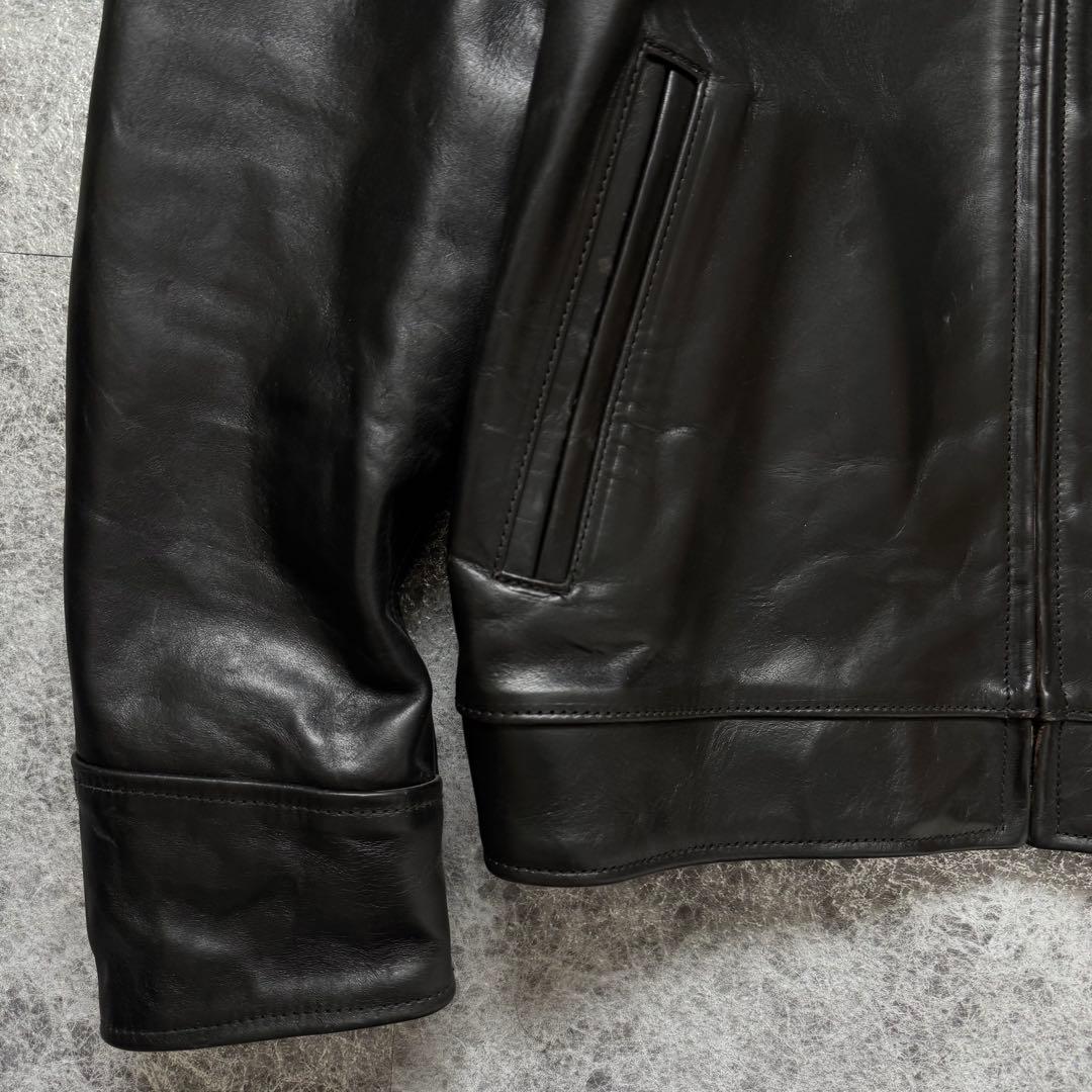希少42サイズ エアロレザー 馬革 ハイウェイマン レザージャケット ブラック