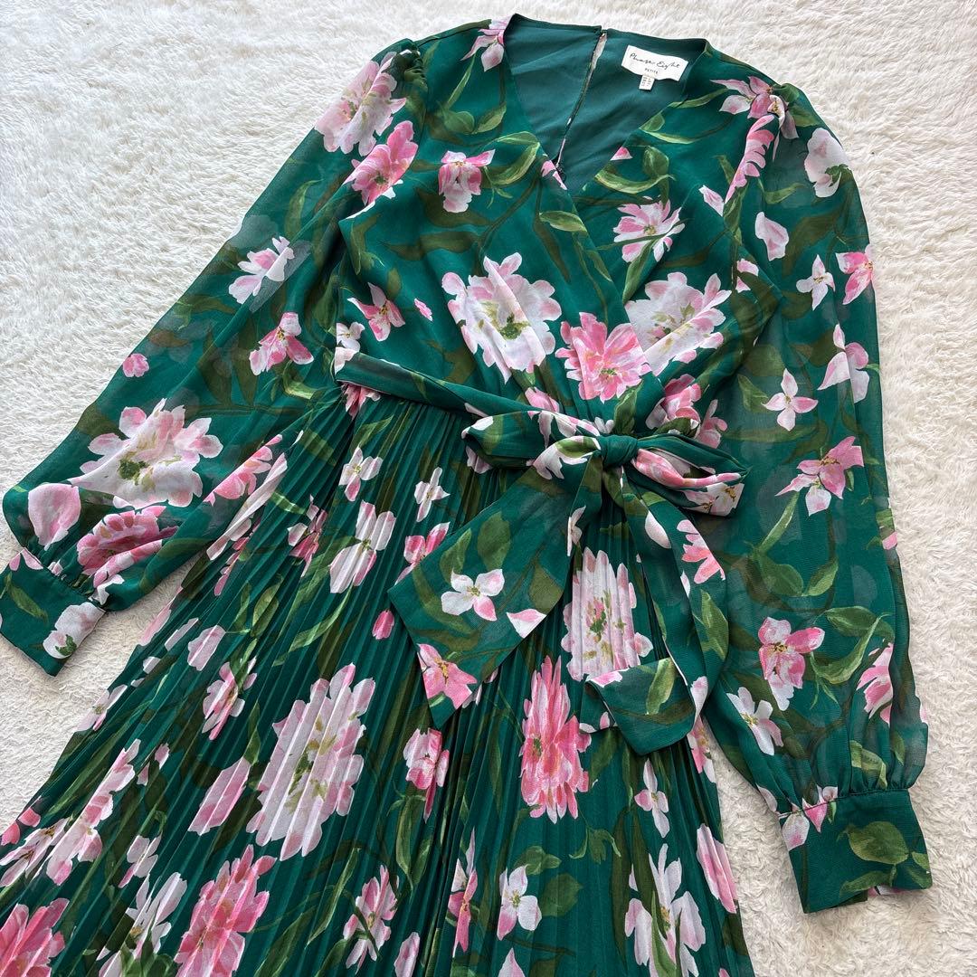 美品✨Phase Eight カシュクール風ロングワンピース 花柄　グリーン