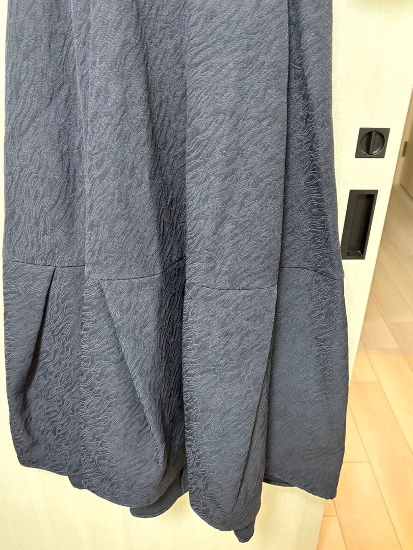 L'AUBE blanc キーネックジャカードドレス M ネイビー