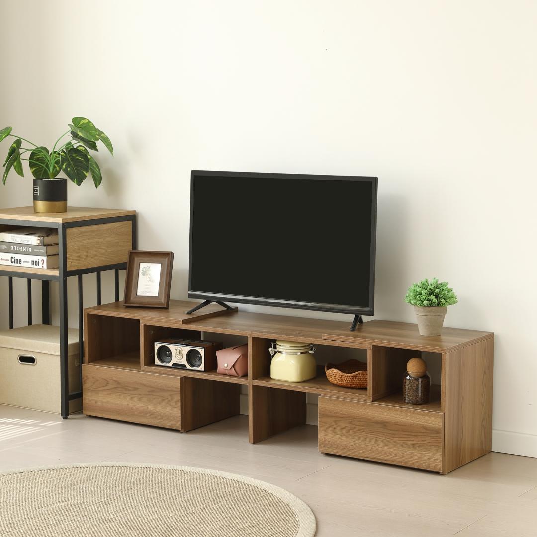 テレビ台　幅は93~172cm伸縮可能　引き出し付き　大容量　BROWN