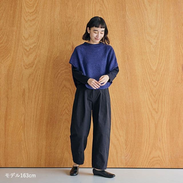 中川政七商店 重ね着するポンチョケープ ダークブルー ニット