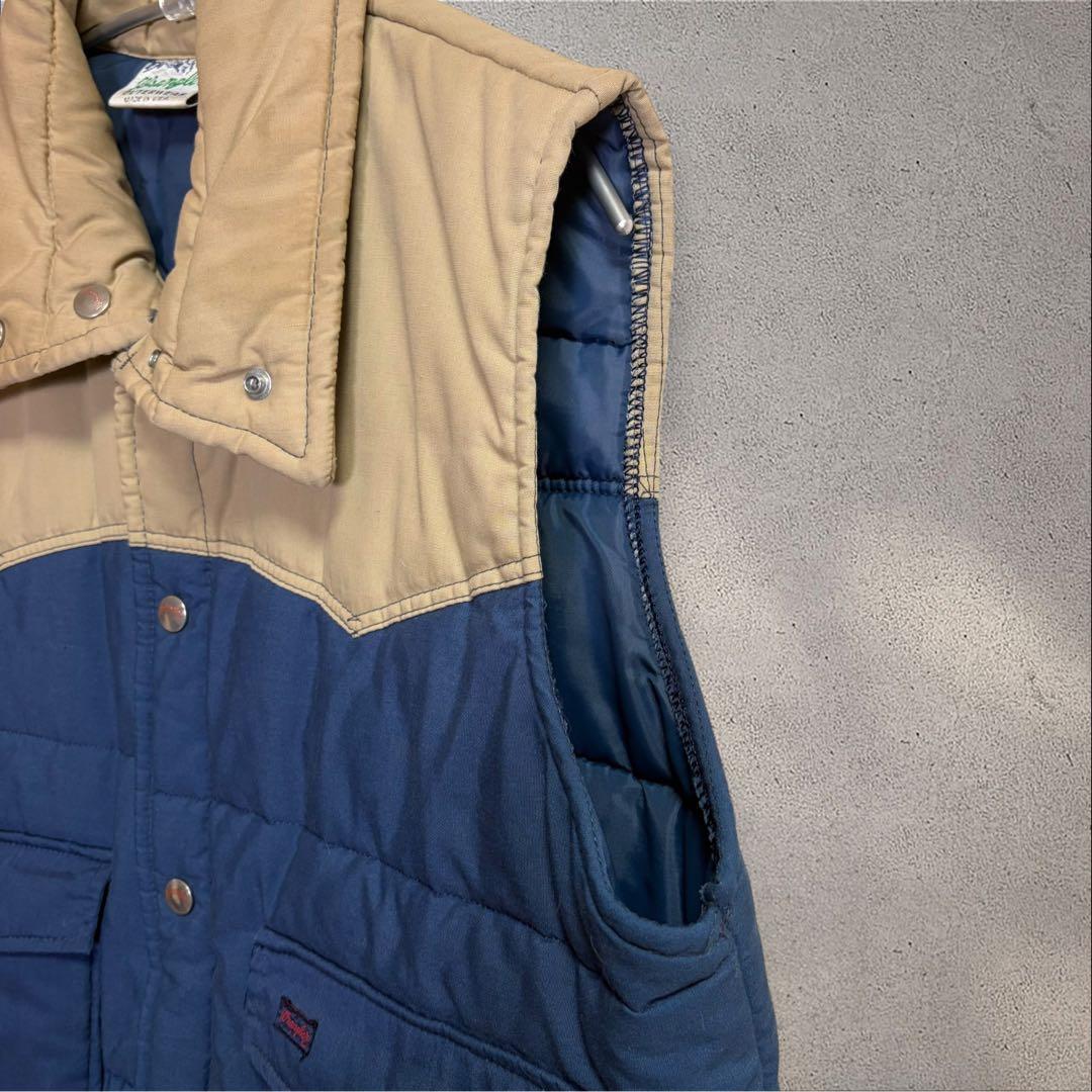 USA製 Wrangler 70s 中綿 ウエスタン ベスト L 好配色 ダウン