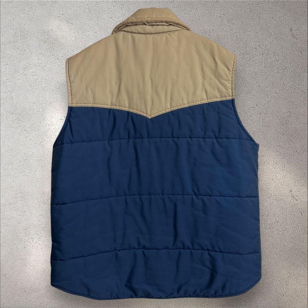 USA製 Wrangler 70s 中綿 ウエスタン ベスト L 好配色 ダウン